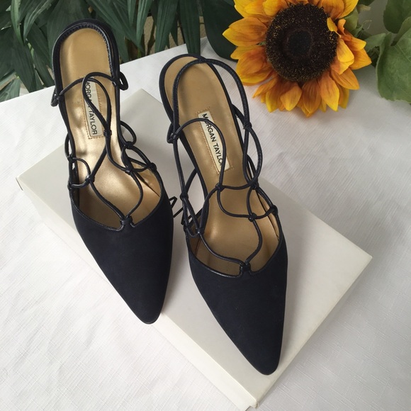 Morgan Taylor Slingback Blue Suede Heels - Picture 4 of 10